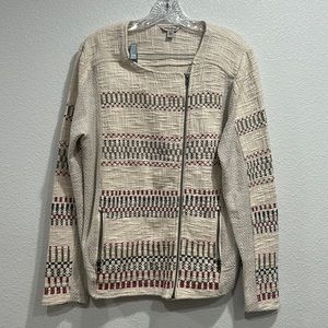 Lucky Brand Woven Zip Up Moto Southwest Jacket SZ XL